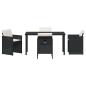 Preview: 5-teiliges Garten-Essset mit Kissen Schwarz Poly-Rattan
