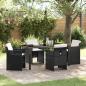 Preview: ARDEBO.de - 5-teiliges Garten-Essset mit Kissen Schwarz Poly-Rattan