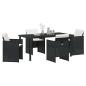 Preview: 5-teiliges Garten-Essset mit Kissen Schwarz Poly-Rattan