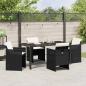 Preview: 5-teiliges Garten-Essset mit Kissen Schwarz Poly-Rattan