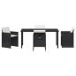 Preview: 5-teiliges Garten-Essset mit Kissen Schwarz Poly-Rattan