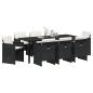 Preview: ARDEBO.de - 9-teilige Garten Essgruppe mit Kissen Schwarz Poly-Rattan