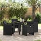 Preview: ARDEBO.de - 5-teiliges Garten-Essset mit Kissen Schwarz Poly-Rattan