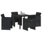 Preview: 5-teiliges Garten-Essset mit Kissen Schwarz Poly-Rattan