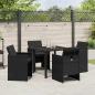 Preview: 5-teiliges Garten-Essset mit Kissen Schwarz Poly-Rattan