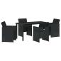 Preview: Garten Essgruppe mit Kissen 5 pcs Schwarz Poly-Rattan