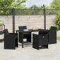Preview: Garten Essgruppe mit Kissen 5 pcs Schwarz Poly-Rattan