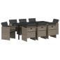 Preview: Garten Essgruppe mit Kissen 9 pcs Grau Poly-Rattan