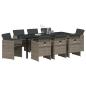 Preview: Garten Essgruppe mit Kissen 9 pcs Grau Poly-Rattan