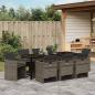 Preview: Garten Essgruppe mit Kissen 9 pcs Grau Poly-Rattan