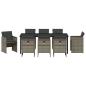Preview: Garten Essgruppe mit Kissen 9 pcs Grau Poly-Rattan