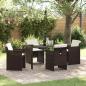 Preview: ARDEBO.de - 5-teiliges Garten-Essset mit Kissen Braun Poly-Rattan