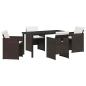 Preview: 5-teiliges Garten-Essset mit Kissen Braun Poly-Rattan