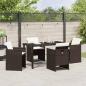 Preview: 5-teiliges Garten-Essset mit Kissen Braun Poly-Rattan