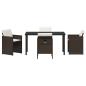 Preview: 5-teiliges Garten-Essset mit Kissen Braun Poly-Rattan