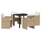Preview: 5-teiliges Garten Essset mit Kissen Beige Poly-Rattan