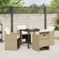Preview: 5-teiliges Garten Essset mit Kissen Beige Poly-Rattan
