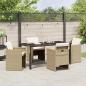 Preview: 5-teiliges Garten Essgruppe mit Kissen beige Poly-Rattan