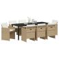 Preview: Garten Essgruppe 9 stk. Beige Poly-Rattan