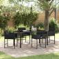 Preview: ARDEBO.de - 5-teilige Garten Essgruppe mit Kissen Schwarz Poly-Rattan