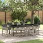 Preview: ARDEBO.de - Garten Essgruppe mit Kissen 9 pcs Hellgrau Poly-Rattan