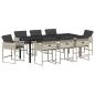 Preview: Garten Essgruppe mit Kissen 9 pcs Hellgrau Poly-Rattan