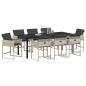 Preview: Garten Essgruppe mit Kissen 9 pcs Hellgrau Poly-Rattan