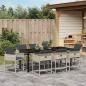 Preview: Garten Essgruppe mit Kissen 9 pcs Hellgrau Poly-Rattan