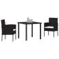 Preview: 3-teiliges Garten-Ess-Set mit Kissen - Schwarzes Poly-Rattan