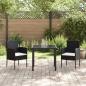Preview: 3-teiliges Garten-Ess-Set mit Kissen - Schwarzes Poly-Rattan