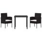 Preview: 3-teiliges Garten-Ess-Set mit Kissen - Schwarzes Poly-Rattan