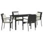 Preview: 5-teiliges Gartendining-Set mit Kissen Schwarz Poly Rattan