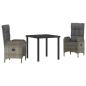 Preview: 3-teiliges Garten-Dining-Set Grau Poly-Rattan