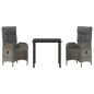 Preview: 3-teiliges Garten-Dining-Set Grau Poly-Rattan