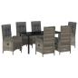 Preview: 7-teiliges Garten-Ess-Set in grauem Poly-Rattan