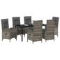 Preview: 7-teiliges Garten-Ess-Set in grauem Poly-Rattan