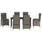 Preview: 7-teiliges Garten-Ess-Set in grauem Poly-Rattan