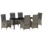 Preview: ARDEBO.de - 7-teiliges Garten-Essenset Grau Poly-Rattan