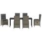 Preview: 7-teiliges Garten-Essenset Grau Poly-Rattan