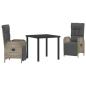 Preview: 3-teiliges Garten-Esszimmer-Set mit Kissen Grau Poly-Rattan