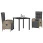 Preview: 3-teiliges Garten-Esszimmer-Set mit Kissen Grau Poly-Rattan