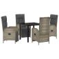 Preview: 5-teiliges Garten-Esszimmer-Set mit Kissen Grau Poly-Rattan