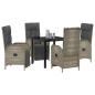 Preview: 5-teiliges Garten-Esszimmer-Set mit Kissen Grau Poly-Rattan