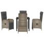 Preview: 5-teiliges Garten-Esszimmer-Set mit Kissen Grau Poly-Rattan