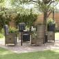 Preview: ARDEBO.de - 5-teiliges Garten Esstischset mit Kissen Grau Poly-Rattan