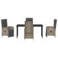 Preview: 5-teiliges Garten Esstischset mit Kissen Grau Poly-Rattan