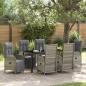 Preview: ARDEBO.de - 7-teiliges Gartenmöbelset mit Kissen in grauem Poly-Rattan