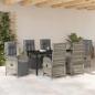 Preview: 7-teiliges Gartenmöbelset mit Kissen in grauem Poly-Rattan