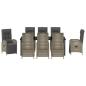 Preview: 9-teiliges Garten-Ess-Set mit Kissen Grau Poly Rattan