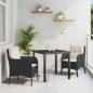 Preview: ARDEBO.de - 3-teiliges Garten-Dining-Set mit Kissen in Schwarz Poly Rattan